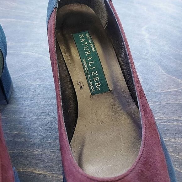 Vtg peacock colourblock square toe pumps - Picture 8 of 10